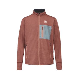 Picture Bake Grid Fleece Front Zip Cedar Wood