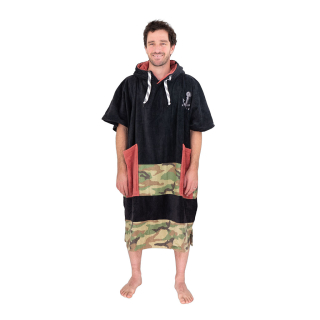 ALL-IN Beach Crew Line V Poncho Black/Camouflage