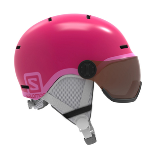 Salomon GROM Visor  Glossy Pink Kids Skihelm